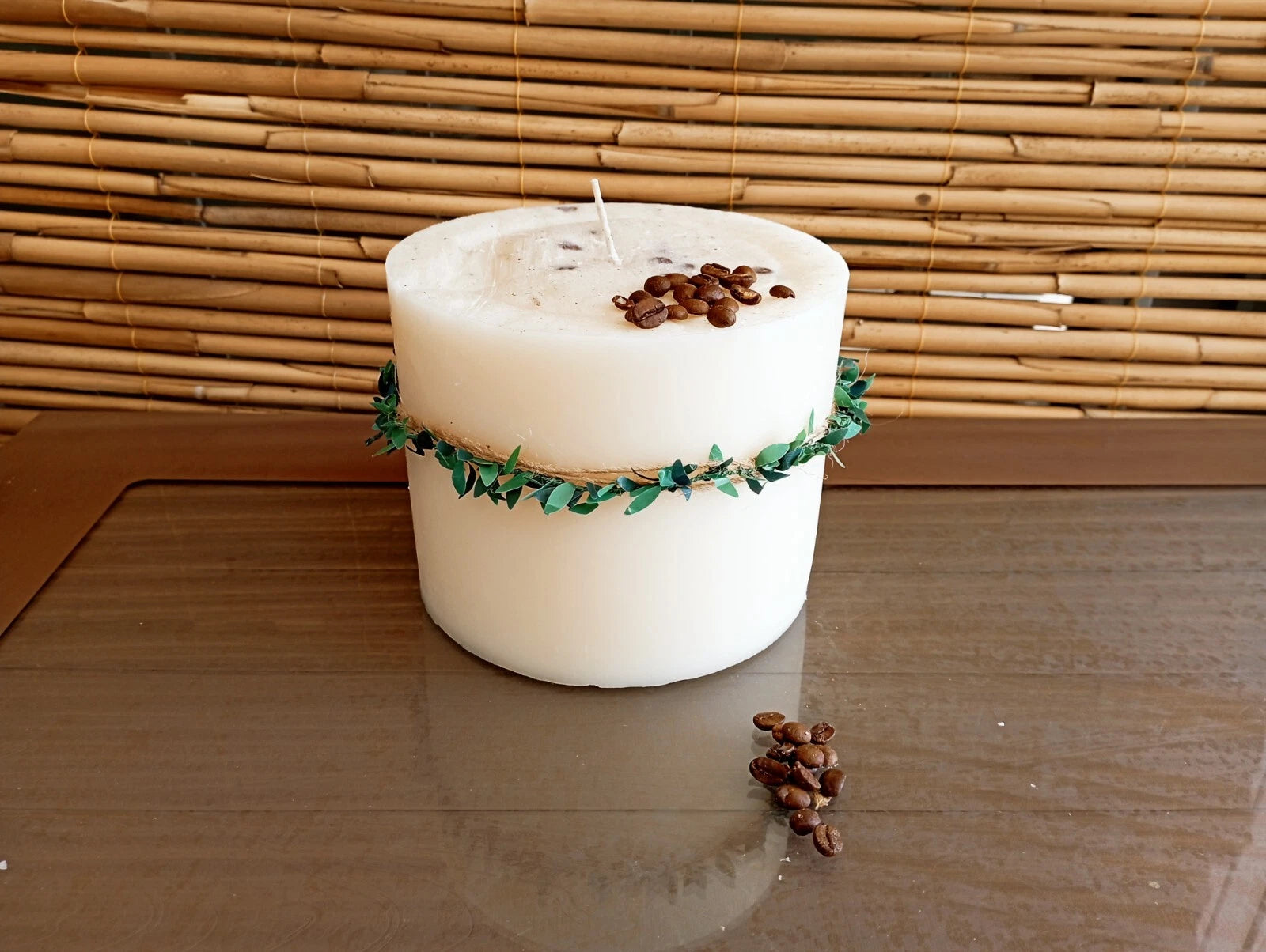 custom Large Coffee Bean Decorated Cylinder Pillar Candle 3.5kg Homeartparis production