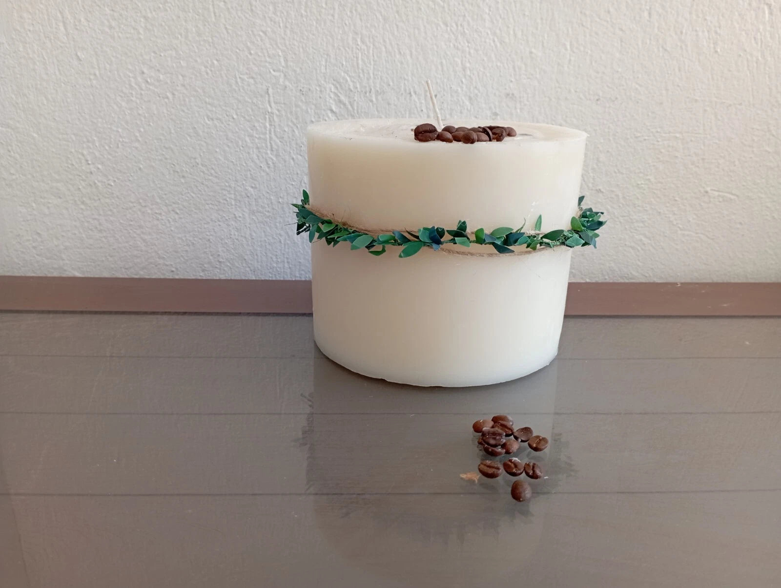 custom Large Coffee Bean Decorated Cylinder Pillar Candle 3.5kg Homeartparis production