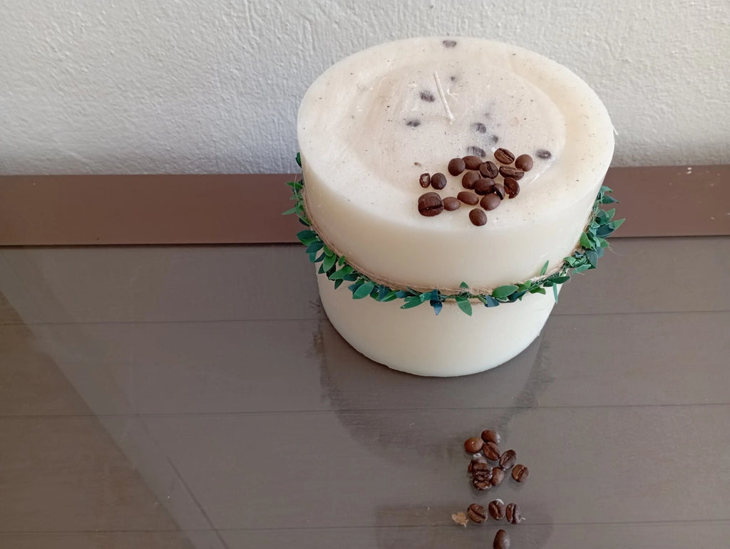 custom Large Coffee Bean Decorated Cylinder Pillar Candle 3.5kg Homeartparis production