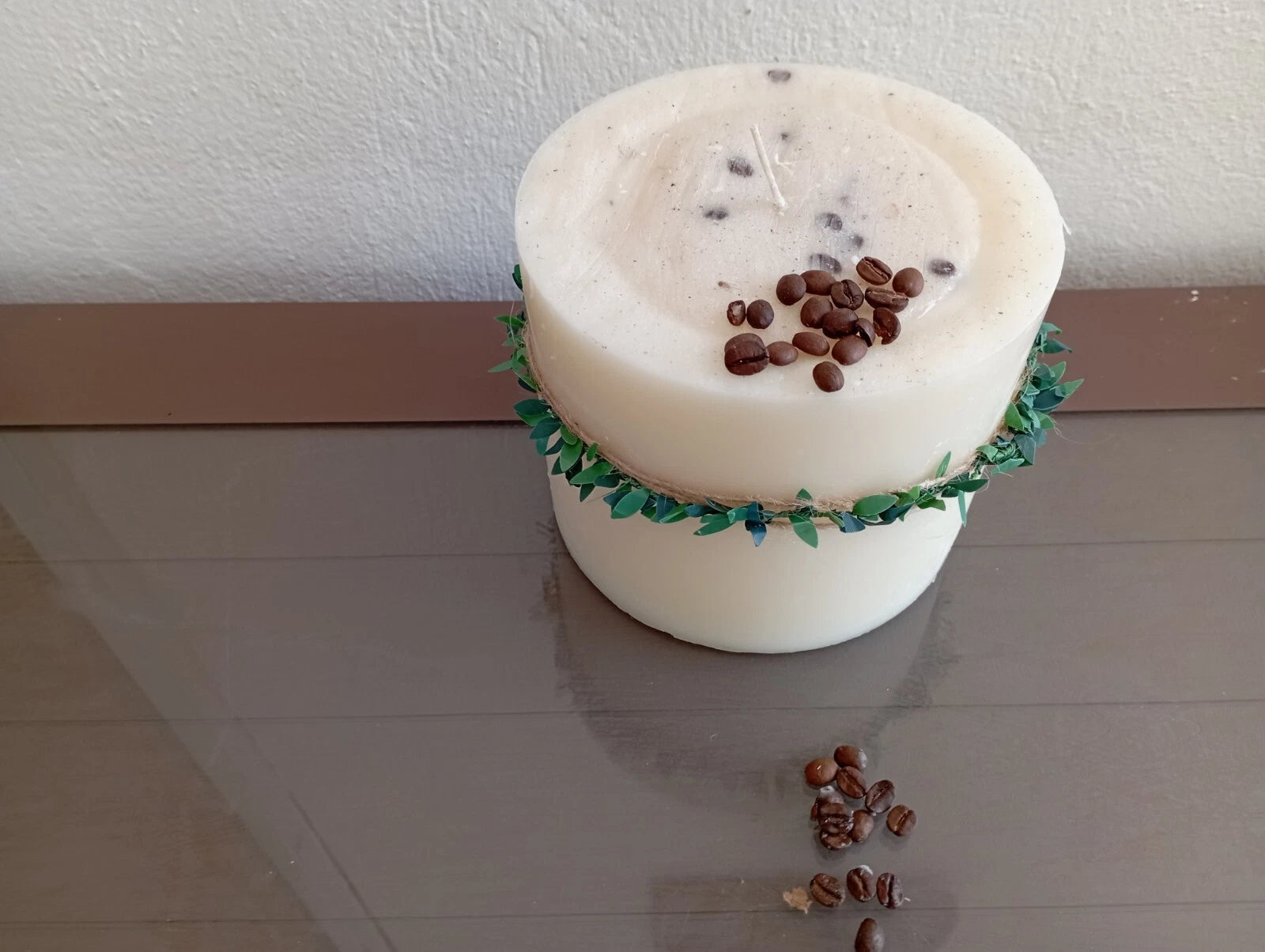 custom Large Coffee Bean Decorated Cylinder Pillar Candle 3.5kg Homeartparis production