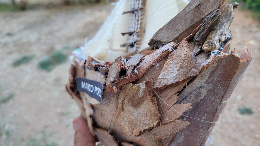 The Marco Polo Handmade Driftwood Boat Tiny Sailing Ship Model Homeartparis production