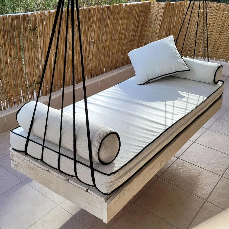porch swing bed - Hanging Daybed Poolside Hanging Lounger Modern Backless Swing Homeartparis production