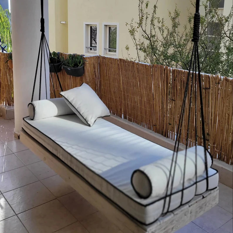 porch swing bed - Hanging Daybed Poolside Hanging Lounger Modern Backless Swing Homeartparis production