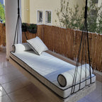 porch swing bed - Hanging Daybed Poolside Hanging Lounger Modern Backless Swing Homeartparis production
