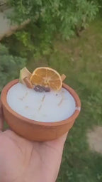 homeartparis Terracotta Bowl Candle, 5 Wick Cinnamon & Fruit Candle, Rustic Table Centerpiece, Kitchen Decor, Housewarming Gift