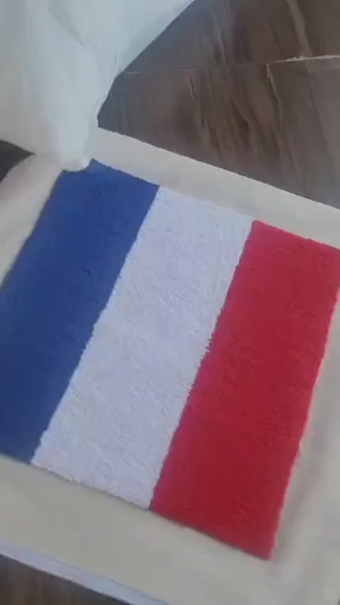 Homeartparis French Flag Punch Needle Pillow Cover, France Linen Cushion Case, Parisian Style Gift, Textured Home Decor 16x16