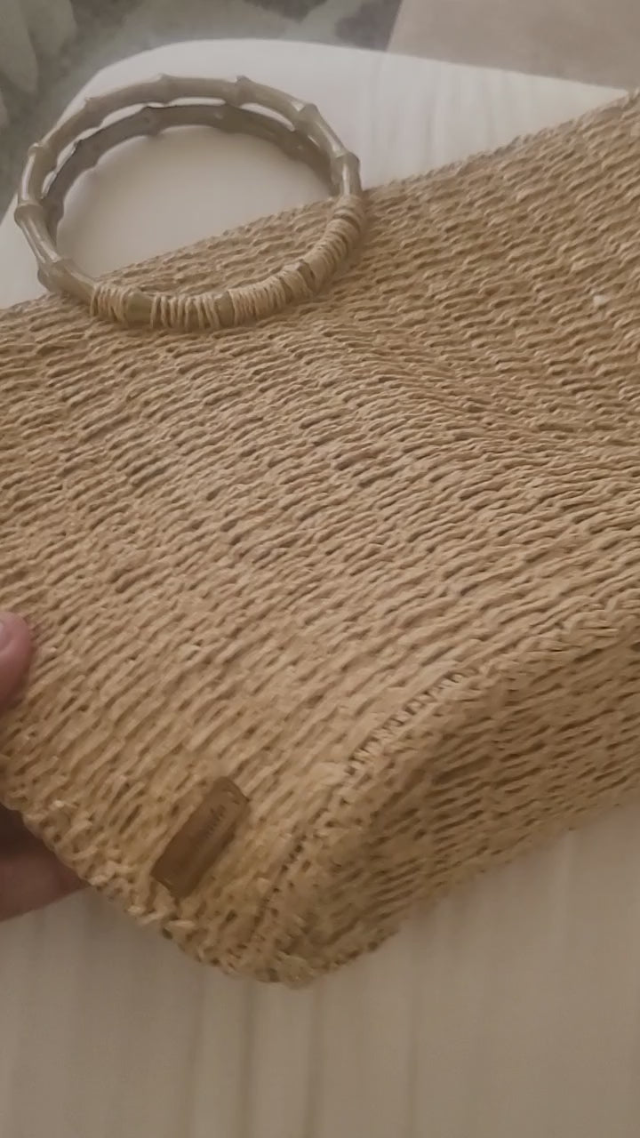 The Homeartparis Oversized Straw Tote Bag - Handmade Raffia Beach Bag by Seval Özsoy - Large Summer Vacation Bag with Bamboo-Look Handles - Chic Bohemian Gifts