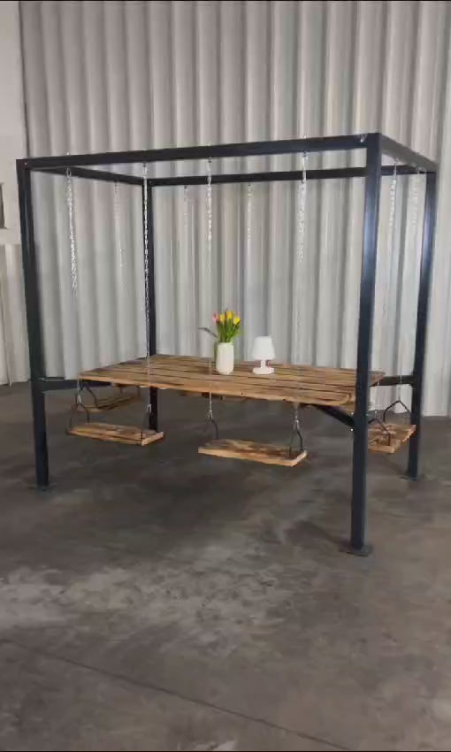 The Swing Table porch garden Dining Set - 1.3 Ton Capacity Heavy-Duty Metal Frame Commercial Furniture by home art paris