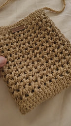 Minimalist Straw Crossbody Bag - Handmade Woven Raffia Style Purse by Seval Özsoy - Natural Boho Summer Bag - Unique Artisan Gift for Her
