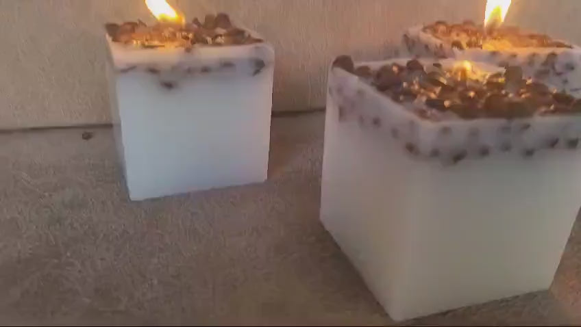 homeartparis Handmade Square Coffee Bean Candle, Rustic Home Decor, Desk & Office Decor, Housewarming Gift, Coffee Lover Gift