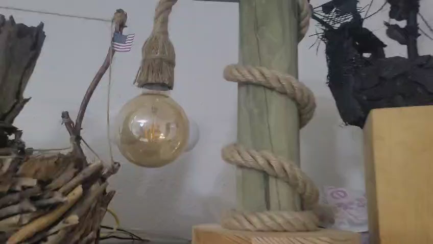 Vintage Table Lamp Crafted from 100-Year-Old Historic Telegraph Pole - Homeartparis production