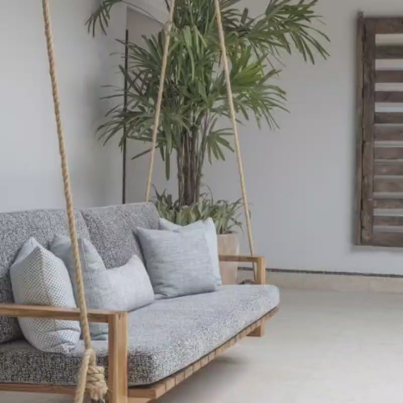 Porch Swing - Rustic Hanging Sofa & Cabin Style Pine Wood Lounge