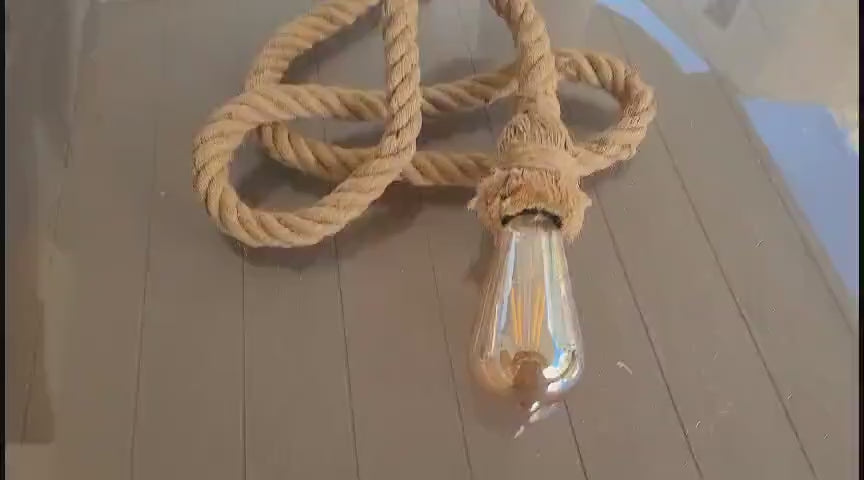 Home Art Paris - Single Rope Pendant Light, Custom Length Cord, Rustic DIY Lighting Kit, Jute Rope Lamp, Industrial Edison Bulb Fixture