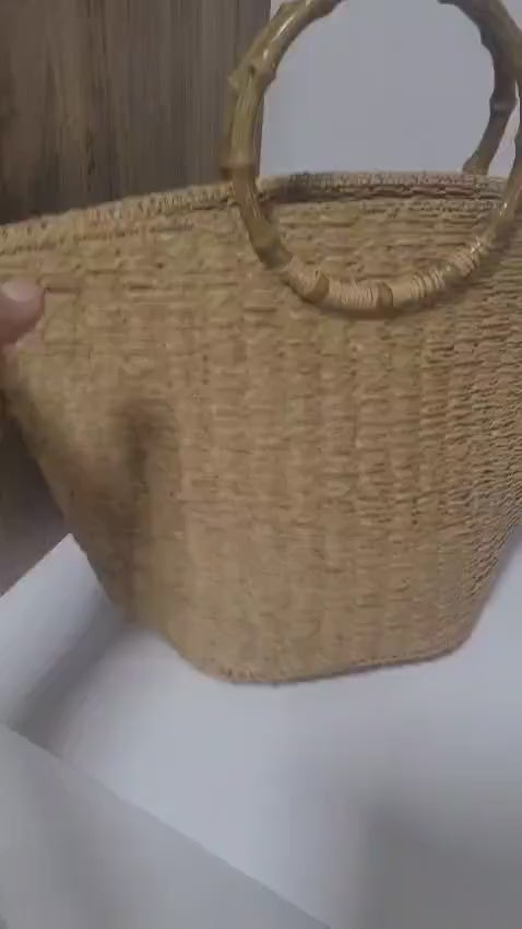 The Homeartparis Oversized Straw Tote Bag - Handmade Raffia Beach Bag by Seval Özsoy - Large Summer Vacation Bag with Bamboo-Look Handles - Chic Bohemian Gifts