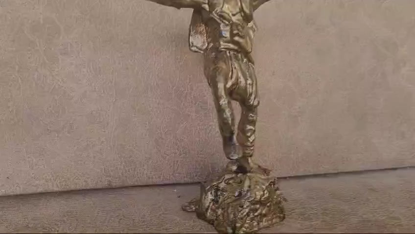 Homeartparis production Anatolian Warrior Statue efe , Handmade Turkish History Decor, Antique Gold Marble Dust Figurine, Office Accessory, Collectible Gift