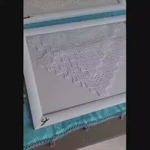 Handmade Framed Crochet Art Vintage Lace Doily Wall Decor Made by Homeartparis production