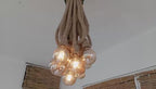 Waterfall Rope Chandelier, Rustic Cluster Light, Stairwell & High Ceiling Lighting, 8-Arm Jute Pendant