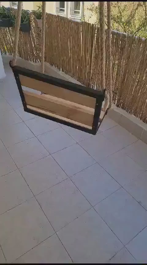 Modern Wooden Swing Industrial Metal Frame Indoor Outdoor Hanging Seat Homeartparis production
