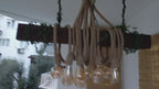 Rustic Wood Beam Chandelier with 10 Hanging Rope Sockets Vintage Industrial Light Homeartparis production