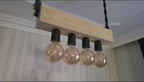 Minimalist Wood Beam Chandelier, Scandinavian Style Pendant, Modern Farmhouse Kitchen Island Lighting