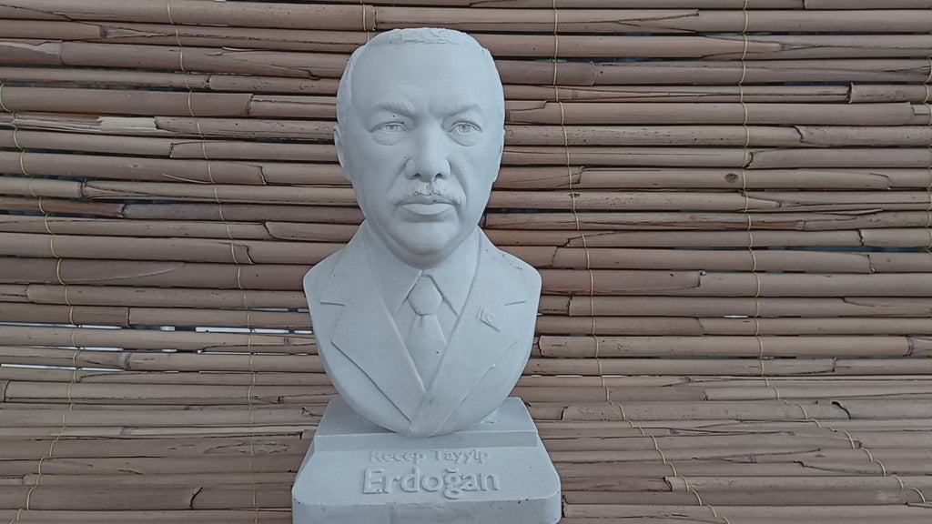 Recep Tayyip Erdoğan Bust, World Leaders Series Statue, Collectible Marble Dust Figurine, Office Desk Decor, Executive Gift