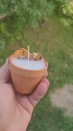 homeartparis Handmade Terracotta Pot Candle 5 pcs set, Rustic Decor with Cinnamon & Dried Fruit, Wedding Favor, Table Centerpiece, Natural Kitchen Candle