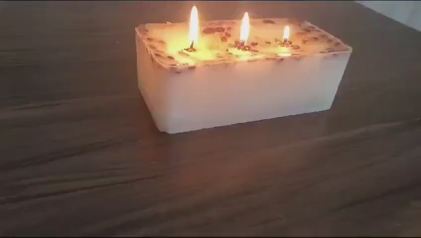 Custom Large 3 Wick Coffee Scented Candle Farmhouse Table Centerpiece Homeartparis production