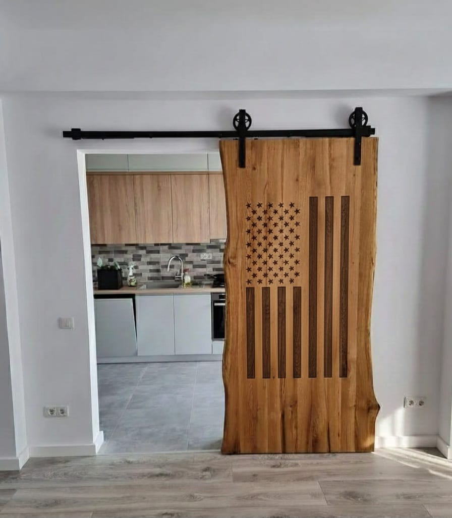 Solid Wood Sliding Barn Door - Custom Artisanal Interior Door with Hardware - Homeartparis production