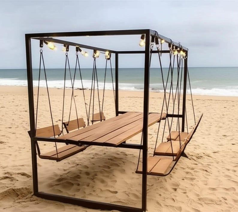 Home art paris Swing Table Dining Set - 1.3 Ton Capacity Heavy-Duty Metal Frame Commercial Furniture by home art paris