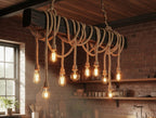 Grand 138 cm Wood Beam Chandelier with 15 Rope Pendants and Artificial Flowers Homeartparis production