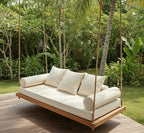 Handcrafted Spruce Wood Hanging Swing Bed - Complete All-Inclusive Set - Homeartparis production