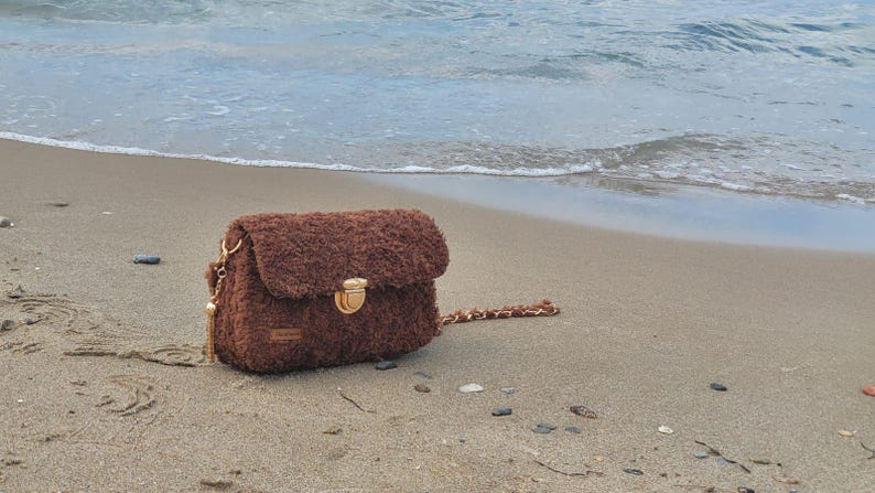 home art paris crossbody soft plush shoulder bag, brown soft shoulder bag, personalized gift