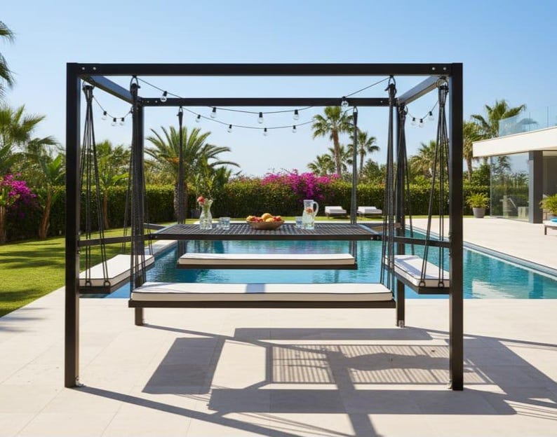 Custom 10 Person Swing Table Dining Set - 1.3 Ton Capacity Heavy-Duty Metal Frame Commercial Furniture by home art paris