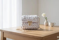Homeartparis White Popcorn Stitch Crossbody Bag - Handmade Bridal Crochet Purse by Seval Özsoy - Unique T-Shirt Yarn Mini Bag with Gold Chain - Elegant Wedding Gift