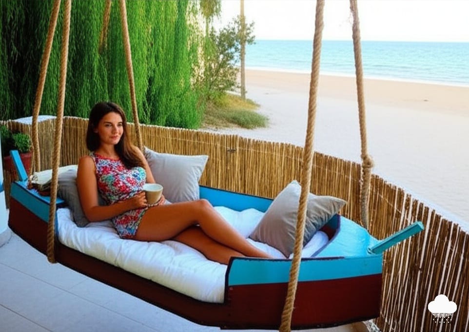 Homeartparis Unique Boat-Shaped Swing Sofa Bed - Handcrafted Nautical Daybed