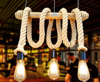 3-Light White Rope and Natural Wood Rustic Chandelier Homeartparis production