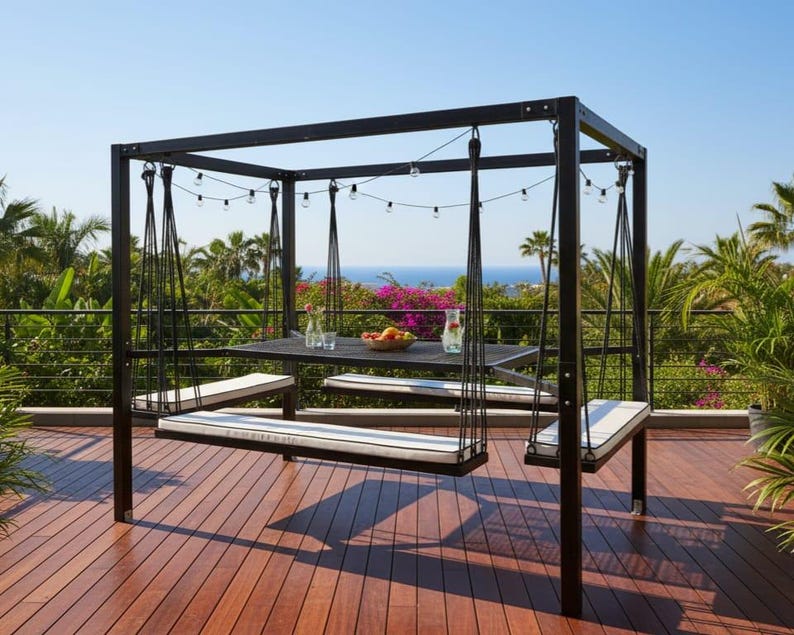 Custom 10 Person Swing Table Dining Set - 1.3 Ton Capacity Heavy-Duty Metal Frame Commercial Furniture by home art paris