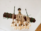 Rustic Wood Beam Chandelier with 10 Hanging Rope Sockets Vintage Industrial Light Homeartparis production