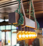 Vintage Barn Wood Beam and Rope Chandelier 8-Light Industrial Pendant Homeartparis production
