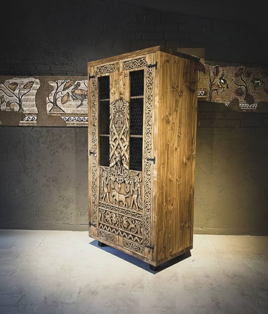 Hand-Carved & Wood-Burned Rustic Spruce Wood Cabinet - Homeartparis production
Important Note: Free Worldwide Shipping & Secure Delivery!