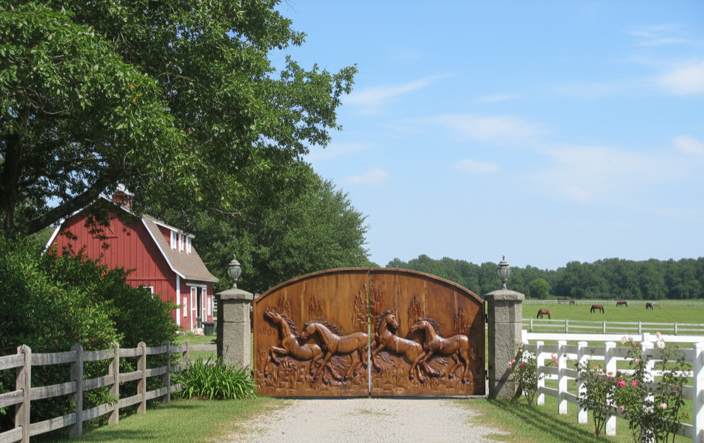 Masterpiece Hand-Carved Solid Chestnut Grand Entrance Gate - 4.5 Meters Wide Luxury Exterior Door - Homeartparis production