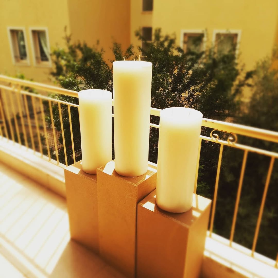 Set of 3 Majestic Tall Pillar Candles - Luxury Floor Candles - Homeartparis production