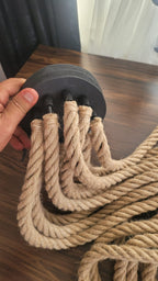 Rustic Wood Beam Chandelier with 10 Hanging Rope Sockets Vintage Industrial Light Homeartparis production