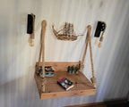 Homeartparis Handcrafted Rustic Wall-Mounted Rope Swing Table with Sconce Set
