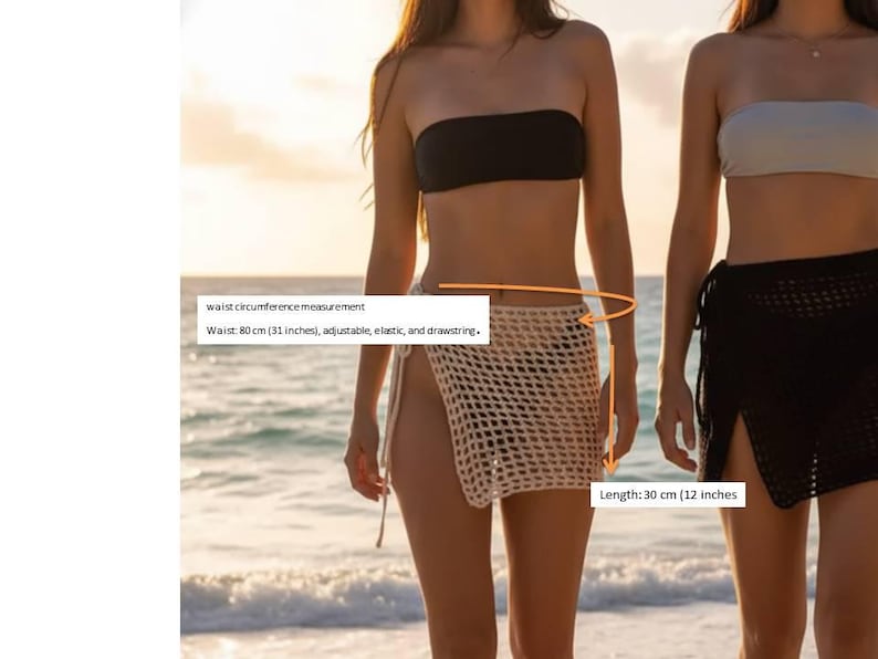 Personelized Boho Crochet Beach Sarong - Handmade Mesh Mini Skirt for Poolside & Summer Festivals - Sexy Hollow Out Swimsuit Cover-Up - Home Art Paris