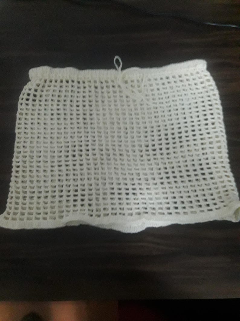 Handmade Crochet Mesh Mini Skirt - Boho Beach Cover Up Sarong - Festival Style Hollow Out Summer Skirt - Home Art Paris