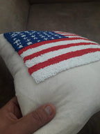 homeartparis Punch Needle American Flag Pillow Cover | Tufted USA Flag Cushion | Patriotic Home Decor Accent | Handmade 4th of July Gift