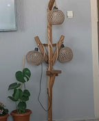 Natural Tree Branch Floor Lamp with 3 Rope Shades Homeartparis production