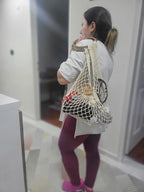 Hand-Knitted Mesh Beach Bag - Bohemian Market Tote by Seval Özsoy - Wooden Handle Summer Purse - Strong & Foldable Artisan Gift