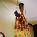 Medieval Style 6-Light Natural Wood Branch and Rope Rustic Chandelier Homeartparis production